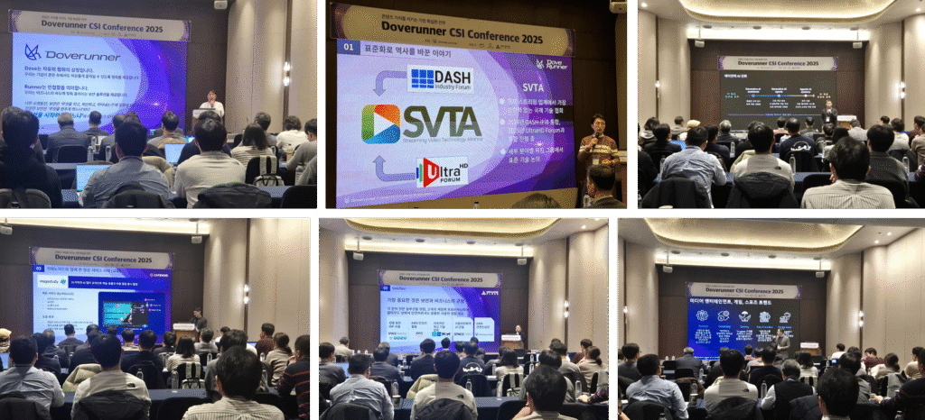 CSI Conference 2025 세션사진 (왼쪽 상단부터 도브러너 오프닝, 김준호 매니저, 윤서익 Specialist, 조승용 부장, 이수아 매니저, 김재환 PSM)